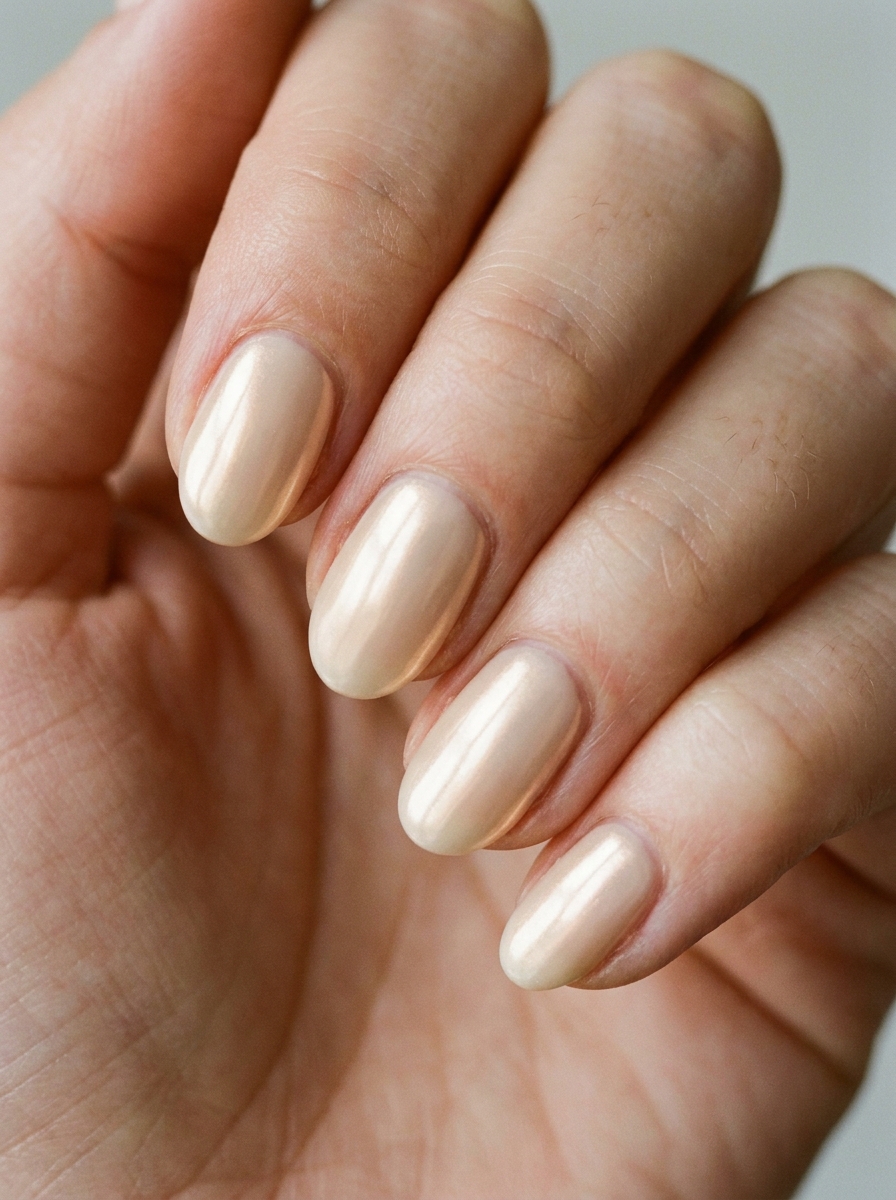 Beige Pearl Chrome als Beige Nägel Ideen Inspiration 2026